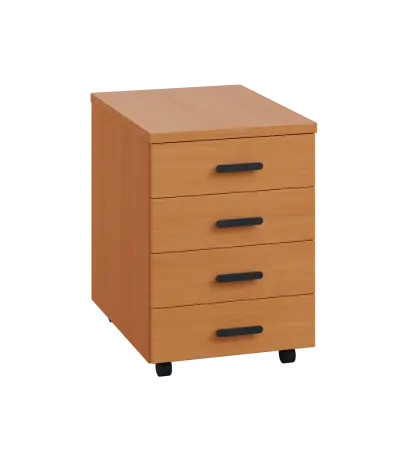 LK 2 - 01 kontejner pojízdný, 4-zásuvkový, deska 25 mm, bez zámku, buk Royal